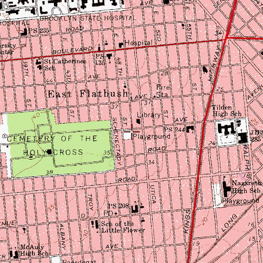 Topographic Map of Tilden Playground, NY