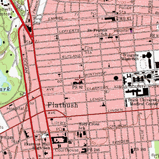 Topographic Map of Parkside Playground, NY