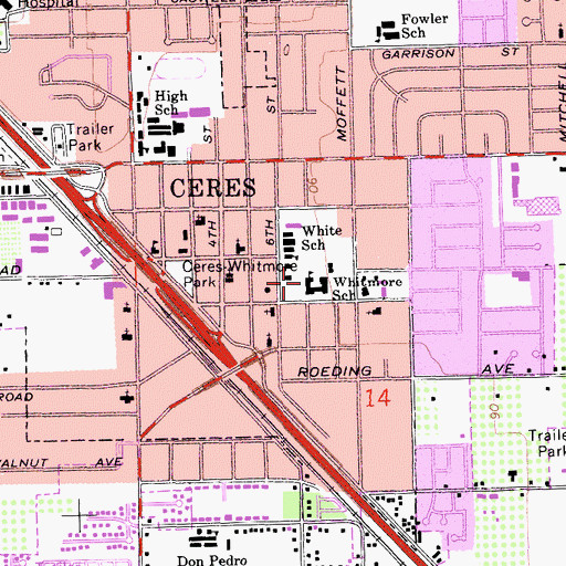 Topographic Map of Argus High School, CA