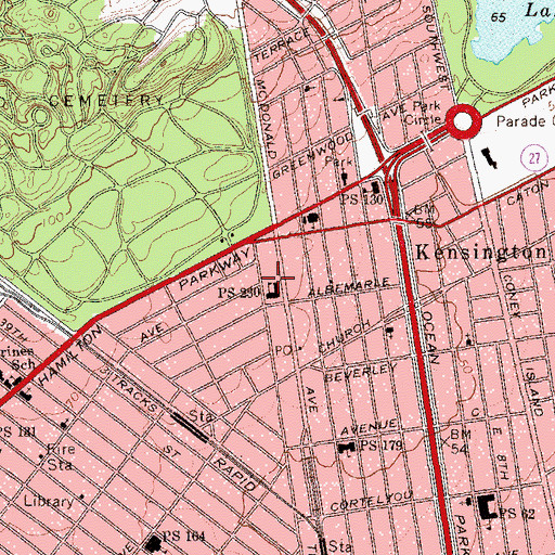 Topographic Map of Albermarle Playground, NY