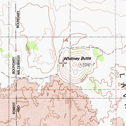 Topographic Map of Whitney Butte, CA