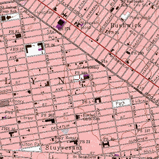 Topographic Map of Police Officer Reinaldo Salgado Playground, NY