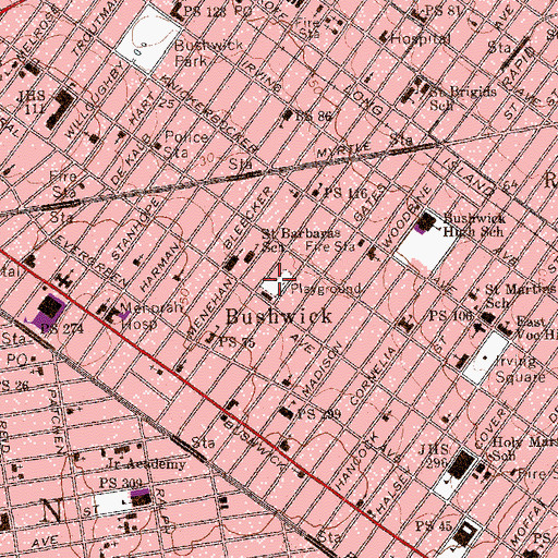 Topographic Map of Heckscher Playground, NY