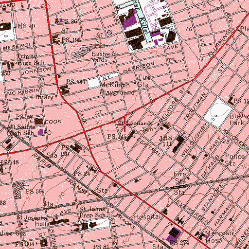 Topographic Map of Green Central Knoll Playground, NY