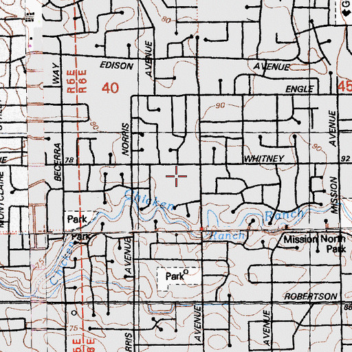 Topographic Map of Whitney Avenue Elementary School, CA