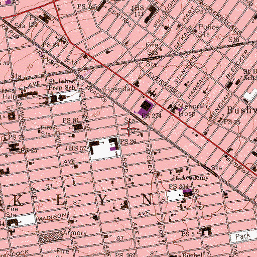 Topographic Map of Lafayette Playground, NY
