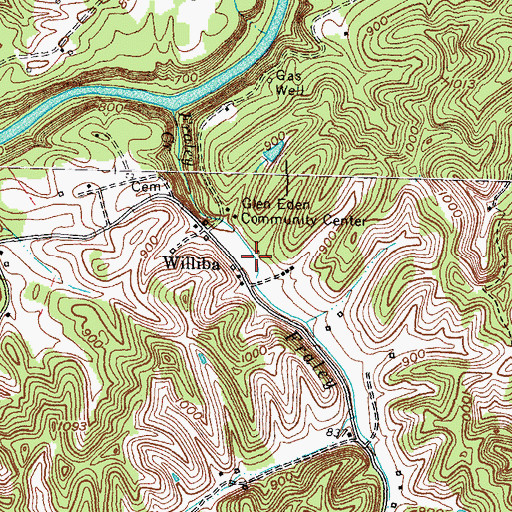 Topographic Map of Willba Post Office (historical), KY