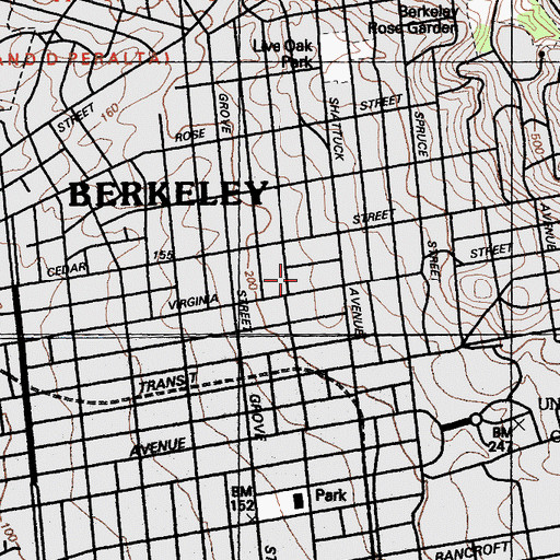 Topographic Map of Berkeley Arts Magnet School at Whittier, CA