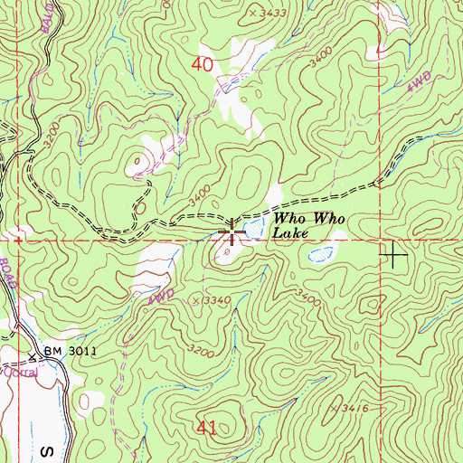 Topographic Map of Who Who Lake, CA