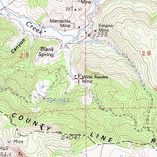 Topographic Map of Wide Awake Mine, CA