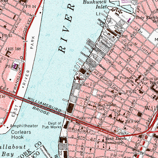 Topographic Map of Grand Ferry Park, NY