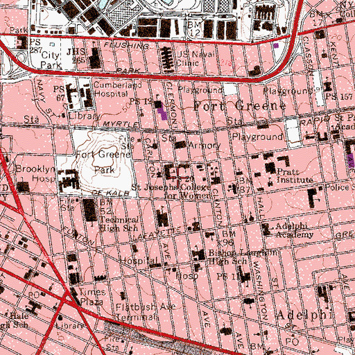 Topographic Map of Albert Lysander Parham Playground, NY