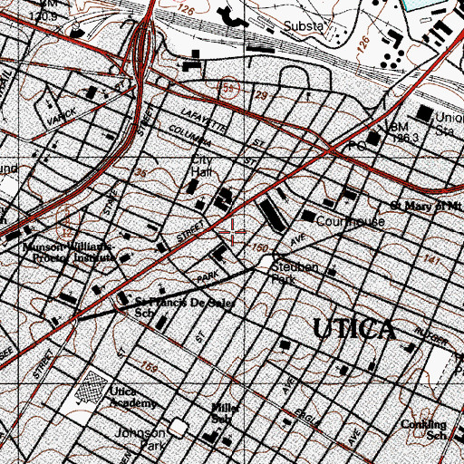 Topographic Map of Utica Medical Arts Building, NY