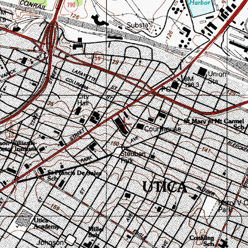 Topographic Map of Utica State Office Building, NY