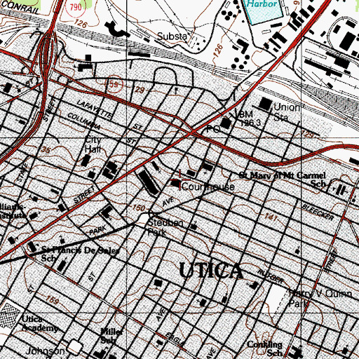 Topographic Map of Oneida County Court House, NY
