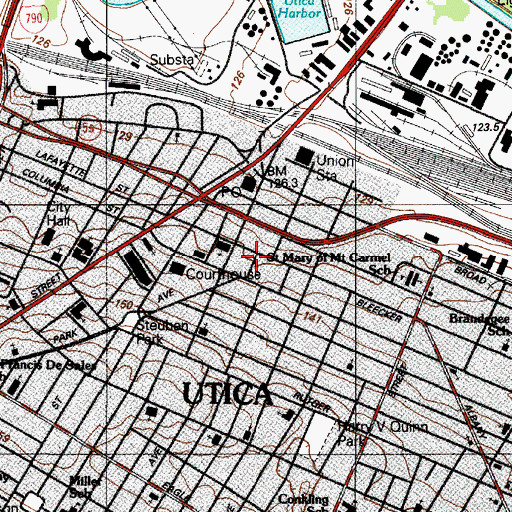 Topographic Map of Bleeker Street Public School (historical), NY