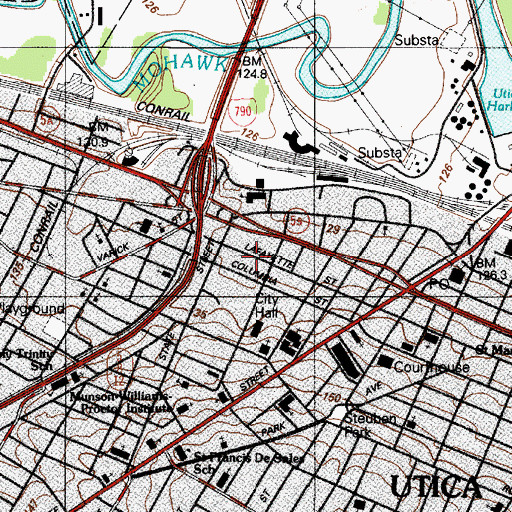 Topographic Map of Saint George's Roman Catholic Church, NY