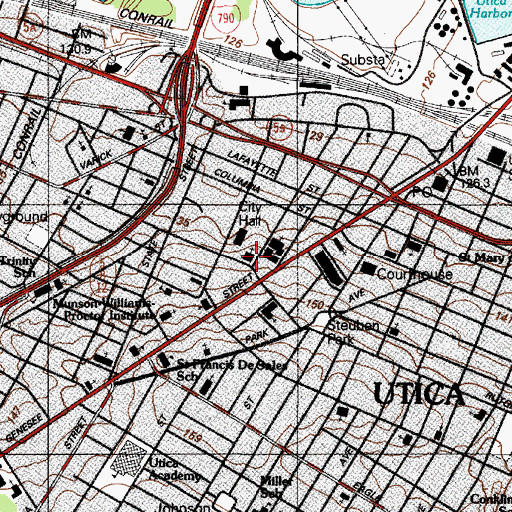 Topographic Map of Central Methodist Church, NY