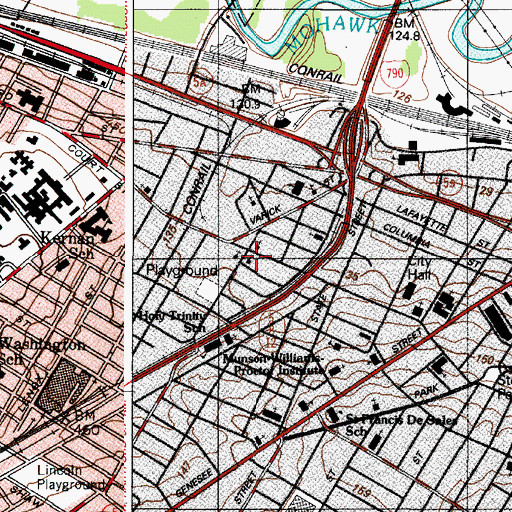 Topographic Map of Pulaski Hall, NY