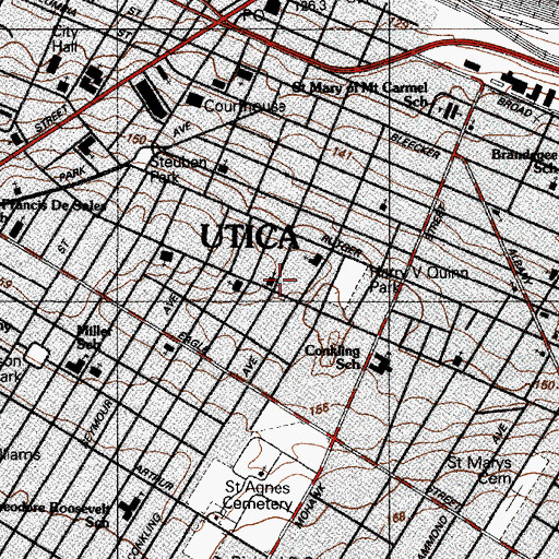 Topographic Map of Saint Mary's Roman Catholic Church, NY