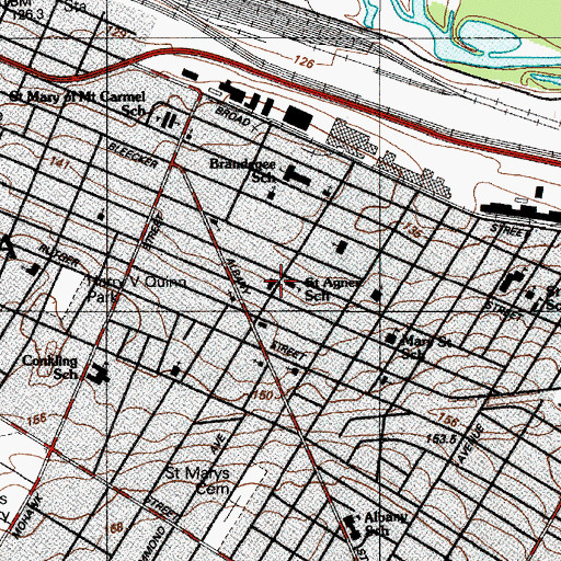 Topographic Map of Saint Agnes Roman Catholic Church, NY