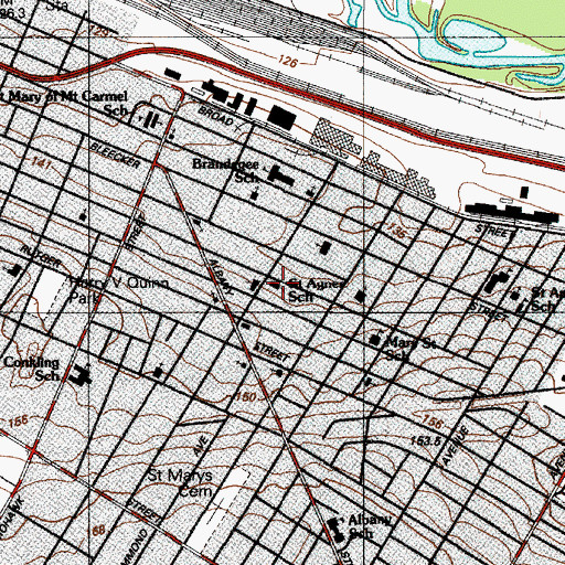 Topographic Map of Saint Agnes Parochial School, NY
