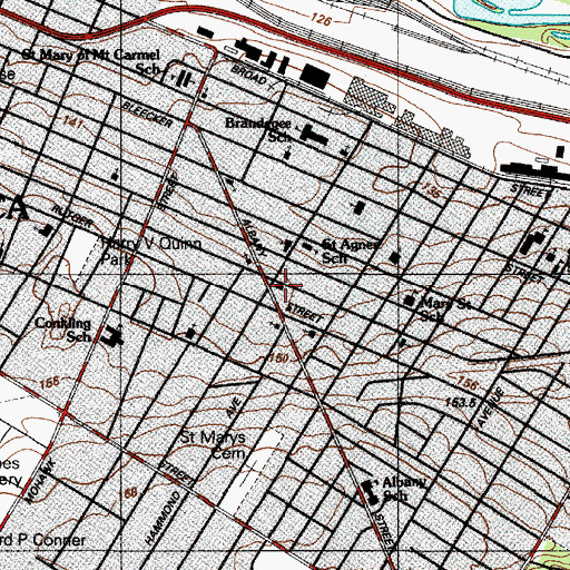 Topographic Map of East Utica Branch Utica Public Library, NY
