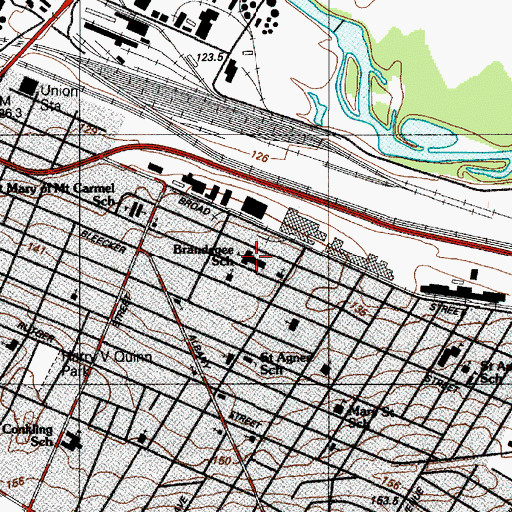 Topographic Map of Brandegee Public School (historical), NY