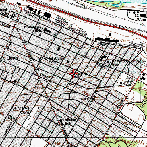 Topographic Map of Mary Street School (historical), NY
