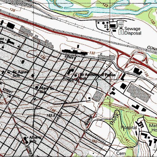 Topographic Map of Saint Anthony De Padua School, NY