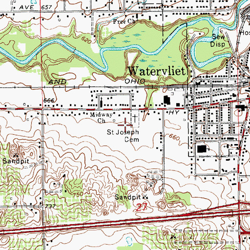 Topographic Map of Pleasant View Mobile Home Park, MI