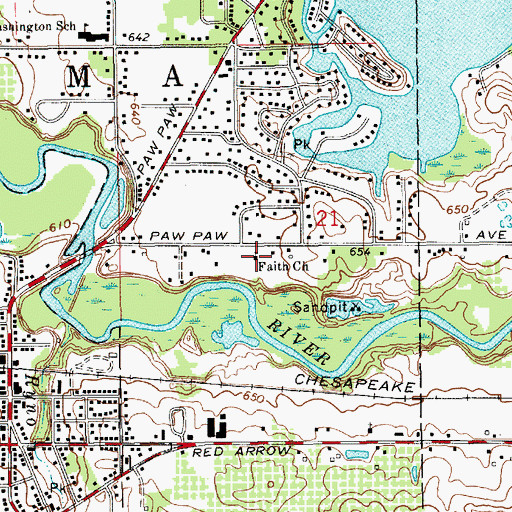 Topographic Map of Faith Lutheran School, MI