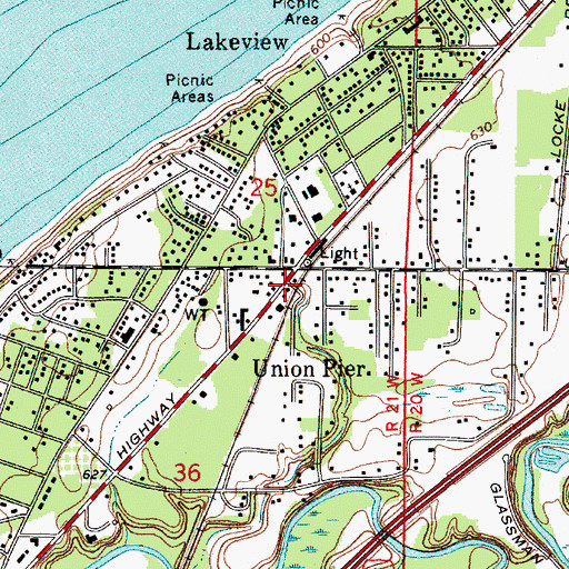 Topographic Map of Union Pier Post Office, MI