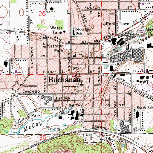 Topographic Map of First Presbyterian Church, MI