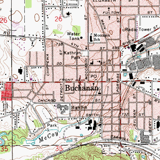 Topographic Map of Saint Paul's Lutheran Church, MI
