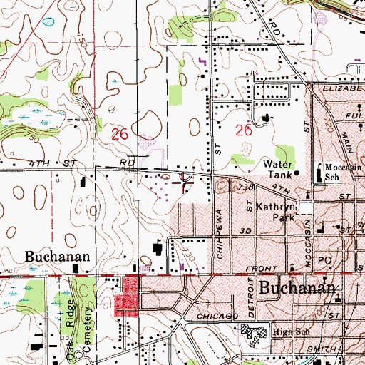 Topographic Map of Saint Anthony Catholic Church, MI