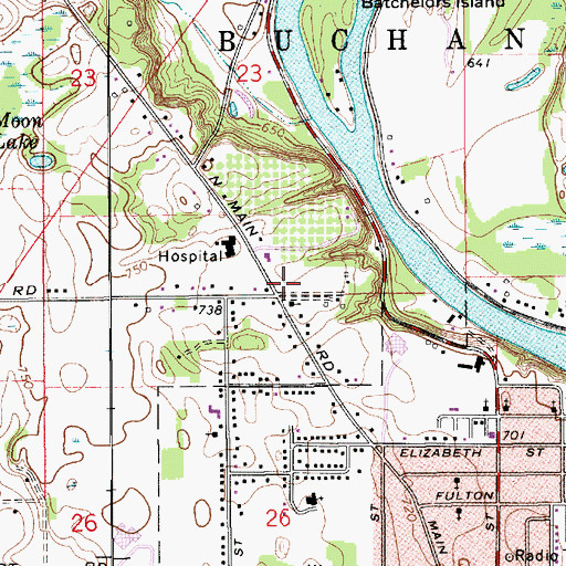 Topographic Map of Buchanan Township Fire Department, MI