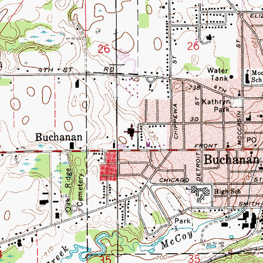 Topographic Map of Ottowa Elementary School, MI