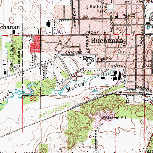 Topographic Map of McCoy Creek Recreation Area, MI
