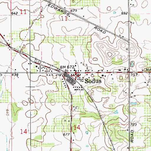 Topographic Map of Sodus Township Library, MI