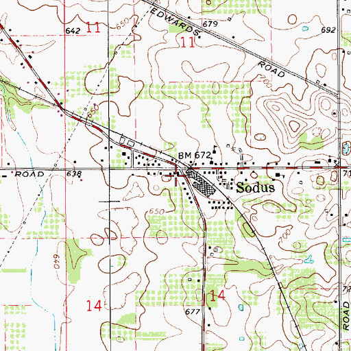 Topographic Map of Sodus Post Office, MI