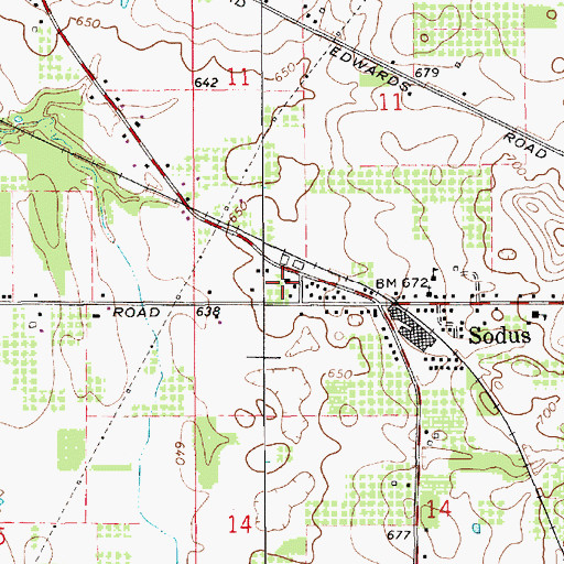 Topographic Map of Sodus Township Hall, MI