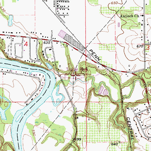 Topographic Map of Meadow Streams Estate Mobile Home Park, MI