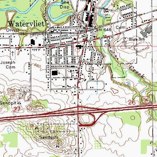 Topographic Map of Watervliet Clinicare, MI