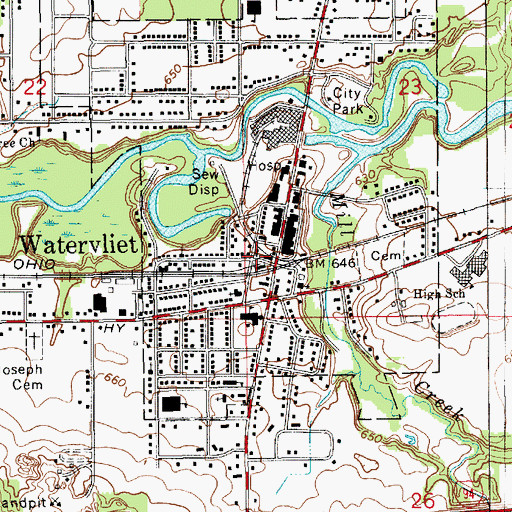 Topographic Map of Watervliet Police Department, MI