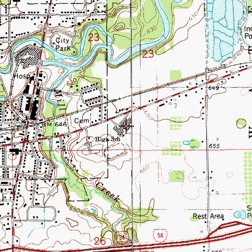 Topographic Map of Watervliet High School, MI