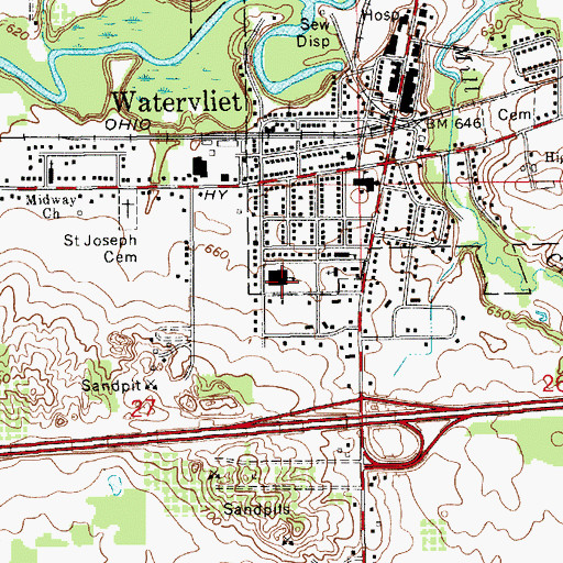 Topographic Map of South Elementary School, MI