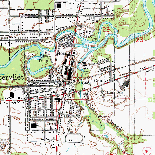 Topographic Map of Flaherty Park, MI