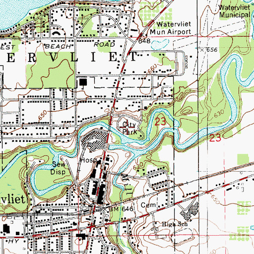 Topographic Map of Hayes Park, MI