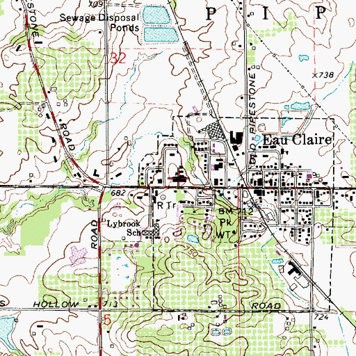 Topographic Map of Eau Claire Elementary School, MI